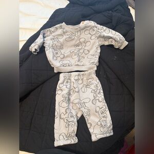 Disney Gray Mickey Mouse Two-Piece Lounge Set